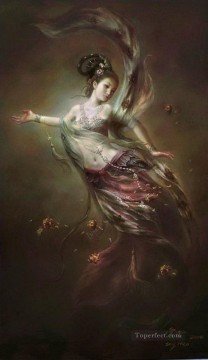 仏教徒 Painting - 慈悲と慈悲の仏教の月の女神